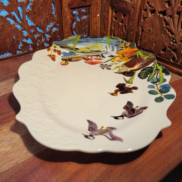 NWT Anthropologie Nathalie Lete Marais Ducks Serving Scalloped Edge Platter